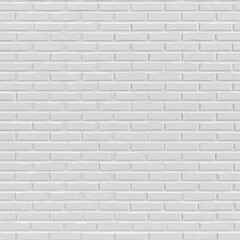 White brick wall seamless pattern background, 3D background
