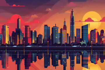 Sao Paulo, Brazil vector city skyline illustration artwork sunset