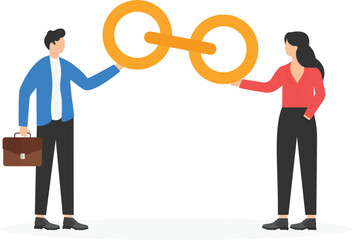 Business people merge the chain-Link concept vector

