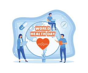 World health day. Medical Tiny People Characters Concept. flat vector modern illustration
