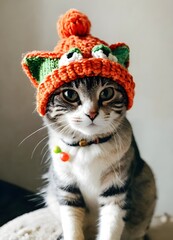  A cute cat dressed up wearing a knit Yoshi hat.jpg