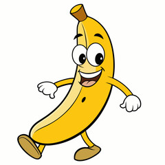 banana cartoon Vector illustration on white background, silhouette silhouette, Food, icon, svg, characters, Holiday t shirt, Hand drawn trendy Vector illustration, fruit Vector