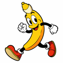 banana cartoon Vector illustration on white background, silhouette silhouette, Food, icon, svg, characters, Holiday t shirt, Hand drawn trendy Vector illustration, fruit Vector