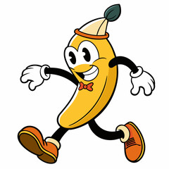 banana cartoon Vector illustration on white background, silhouette silhouette, Food, icon, svg, characters, Holiday t shirt, Hand drawn trendy Vector illustration, fruit Vector