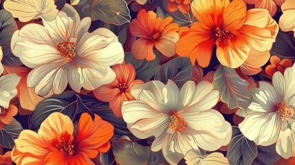 Fototapeta premium the pattern background of flowers, art nouveau style