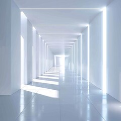Obraz premium Abstract futuristic light corridor interior, Modern minimal background, 3D Rendering