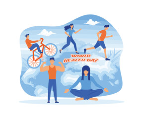 World Health Day 7 April. Healthy lifestyle. Healthy food. flat vector modern illustration