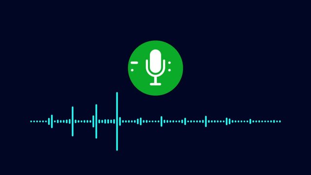 voice recognition speaker icon with audio wavefrom isolated on dark background.