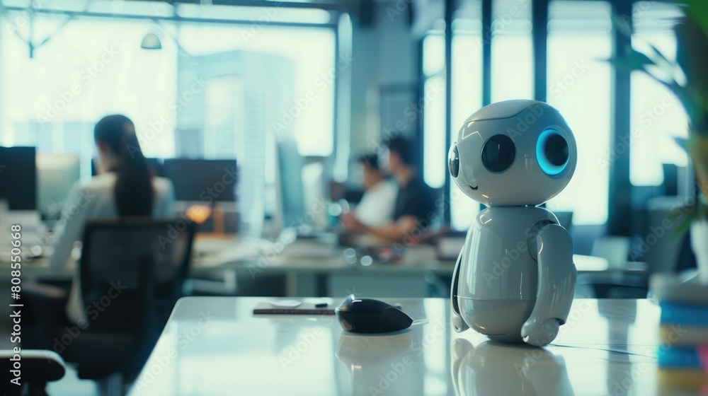 Aufkleber the picture of the robot working as the assistance for the human to provide assist and support, the 
