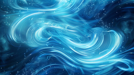 Fluid Motion Swirling in Aqua Blue