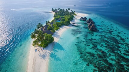 Aerial view of a beach in Maldives