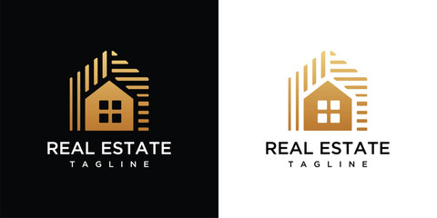 Real estate house logo design template. Building a house real estate logo design
