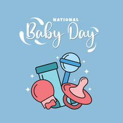 National Baby Day Groovy Vector Design