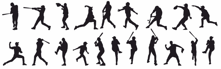 baseball player silhouette vector