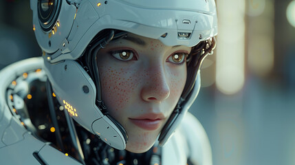 Futuristic Cyborg Beauty in High-Tech Armor