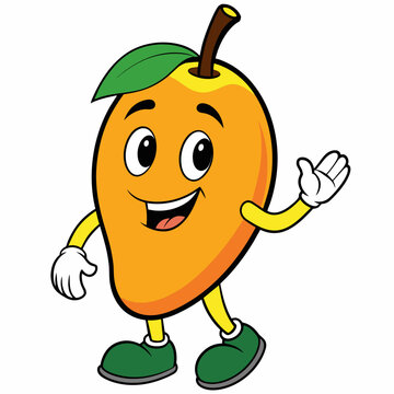 mango cartoon Vector illustration on white background, silhouette silhouette, Food, icon, svg, characters, Holiday t shirt, Hand drawn trendy Vector illustration, fruit Vector