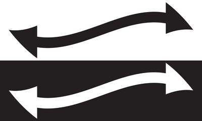 Dual sided arrow. Curved arc shape. Semicircular thin double ended arrow. Dual sided arrow Vector.  isolated on white background. Vector illustration eps10.