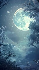 Midnight Blossoms: Moonlit Floral Serenity