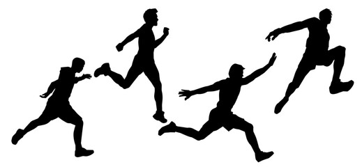 groupz 005b-20Silhouette collection of sporty male in running pose. Silhouette group of man run pose