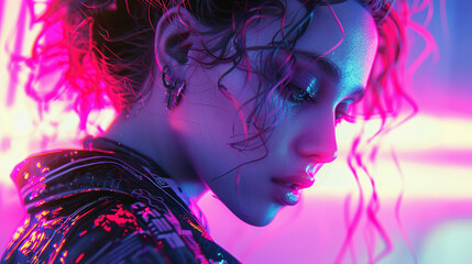 Fototapeta premium Kindness, Sublime, Cyber Fairy Grunge, Futurism, upper body shot