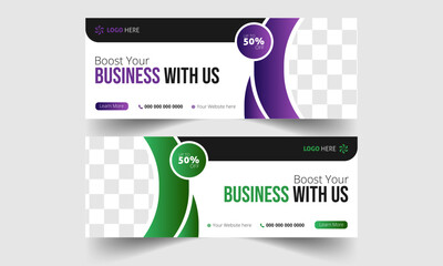 Digital business marketing agency service promoting facebook cover banner design, corporate social media marketing web banner template