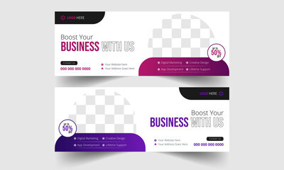 Digital business marketing agency service promoting facebook cover banner design, corporate social media marketing web banner template