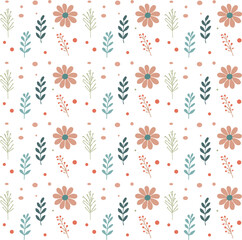 Minimal boho flower seamless pattern vector