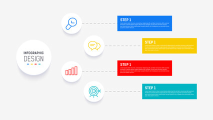 Four Step Infographic element design Vector template for presentation. process diagram and presentations step, workflow layout, banner, flow chart, info graphic vector illustration.