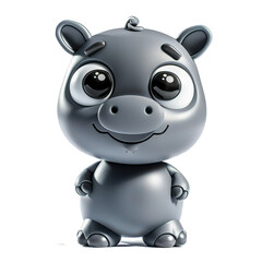 3D hippopotamus cartoon Character. Realistic hippopotamus toon 3D model