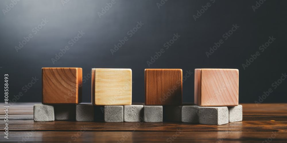 Aufkleber a wooden block is on top of a stack of other wooden blocks. the blocks are arranged in a way that th