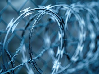 A wire fence with a barbed wire on top. The fence is surrounded by a chain link fence