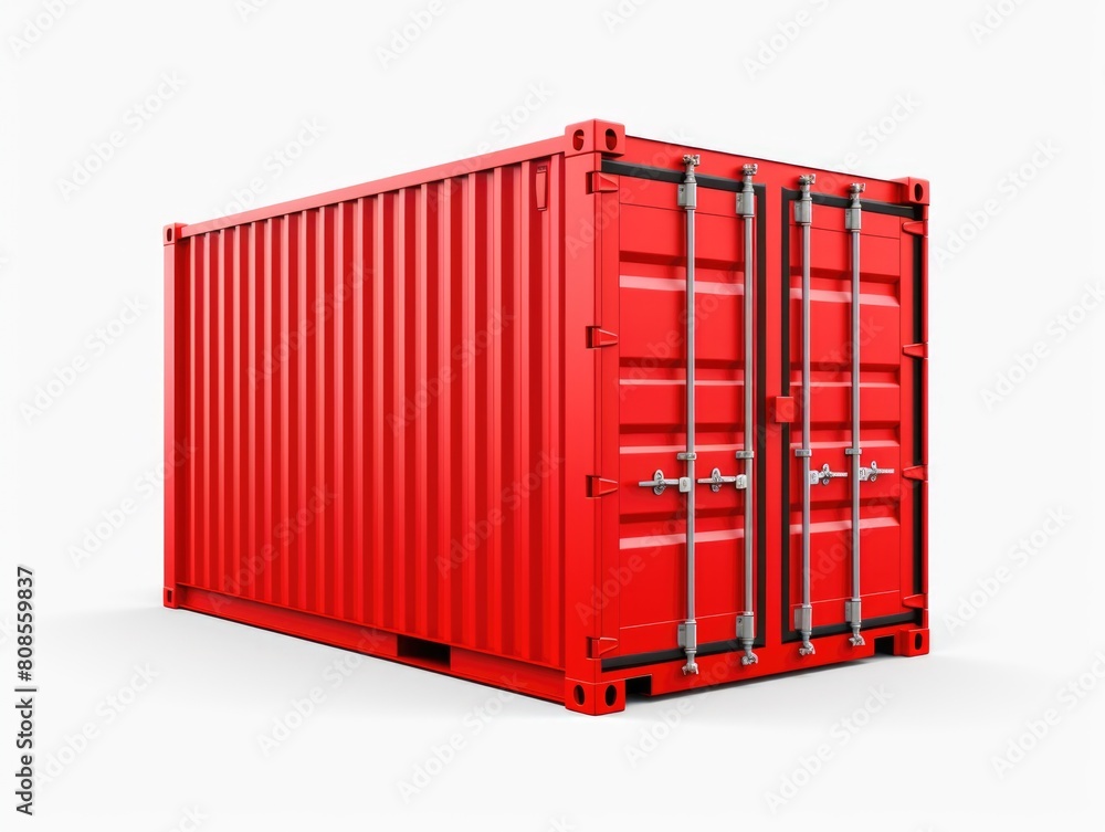 Poster a large red container with a white background