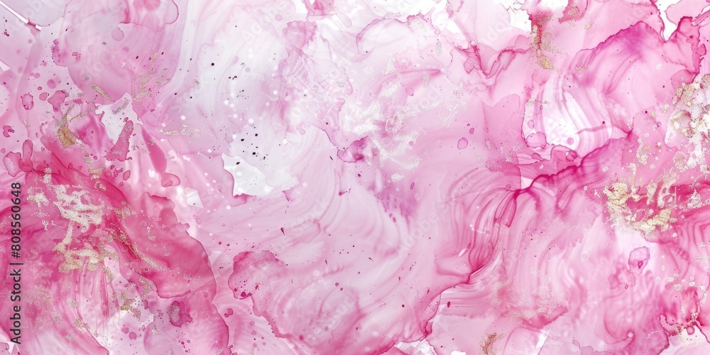 Poster a pink and gold background with a pink and gold swirl. the swirls add a sense of movement and depth 