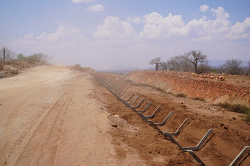 ditch construction in the mountains