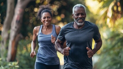 Fototapeta premium couple running together for cardiovascular vitality exercise
