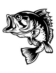 Bass Fish Illustration, Bass Fish Clipart, Bass Fish Cut file, Bass Fish, Fishing Shirt Vector, Fishing Dad Stencil, Angling