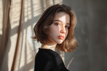 Fototapeta premium Elegant and Radiant Woman. Captivating Beauty in Graceful Poses and Stylish Fashion
