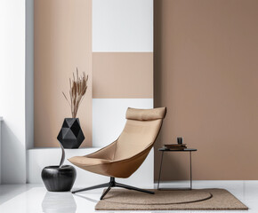 Fototapeta premium Minimalist interior design with modern chairs and elegant home decor.