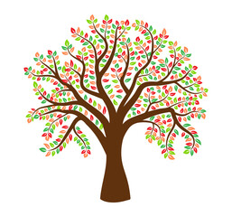 Colorful Tree Vector Icon Design. Growth and wisdom logo design. Green tree icon.