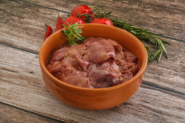 Raw chicken liver in the bowl