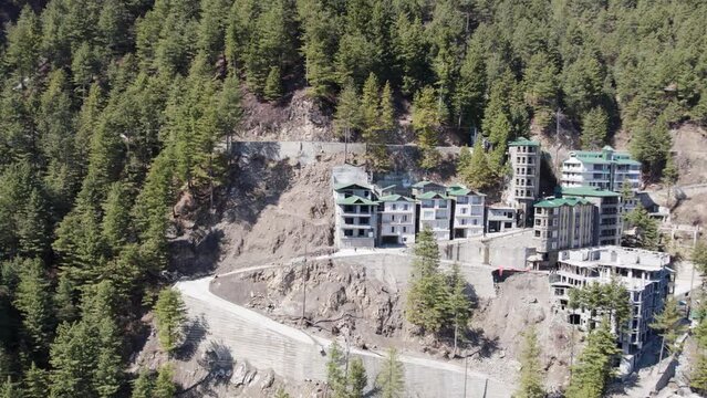 Residential buildings in Ayubia National Park, surrounded by pine forests in KPK, Pakistan