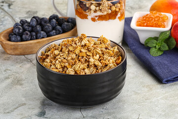 Granola museli cereal for breakfast