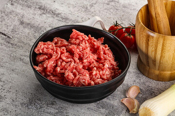 Minced beef meat in the bowl
