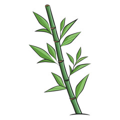 An icon of a bamboo stalk with green leaves, representing natural beauty and simplicity in a vector style.