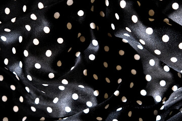 White polka dots on black. Black and white, fashion dress
