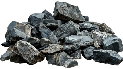 Black rocks stones pile bottom ground cutout transparent backgrounds  