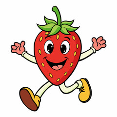 strawberry cartoon  vector illustration on white background, silhouette silhouette, Food, icon, svg, characters, Holiday t shirt, Hand drawn trendy Vector illustration, fruit Vector