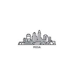 Mesa USA United States of America, city skyline logo. Panorama vector flat US Arizona state town icon, abstract shapes of landmarks, skyscraper, panorama, buildings. Thin line style