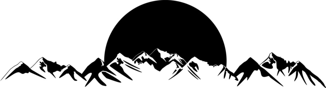 Vektor Silhouette Gebirgszug - Berge Panorama - Gebirge Natur - Gletscher und Felsen