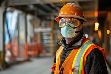 Standard for working Environmental Health and Safety Specialist. Realistic image of safety person and team.